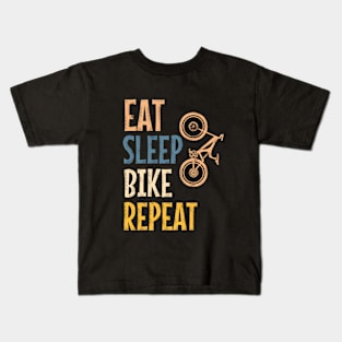 Eat sleep bike repeat Kids T-Shirt